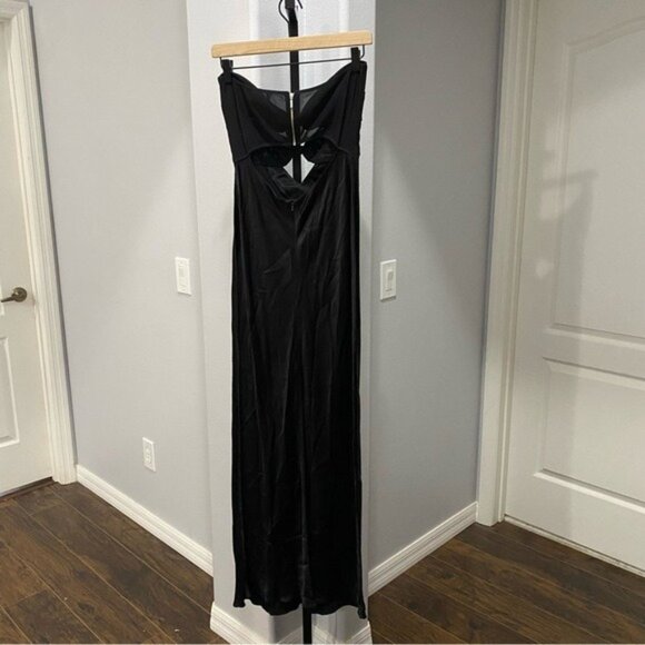 Bec & Bridge Halle Strapless Cut Out Gown Satin Black Womens Size 8 Evening - Picture 12 of 13